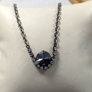 Retired Sabika black onyx necklace with white crystals.